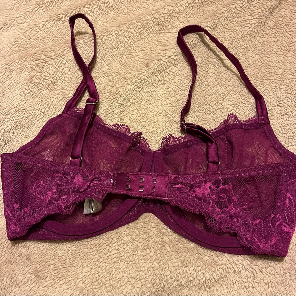 Fleur du Mal Orchid Lace Illusion Underwire Bra in Rich Pink - Picture 4 of 6